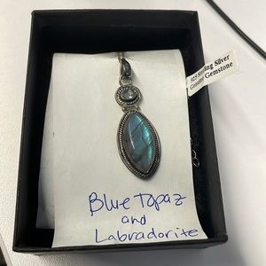 Blue topaz and labradorite necklace